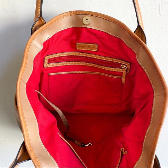 Dooney & Bourke Florentine Kristen Fawn Camel Tan Leather Tote Bag - Picture 4 of 7